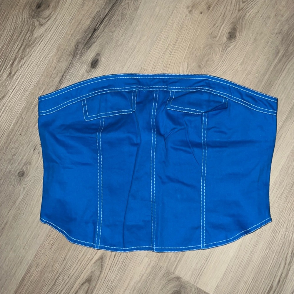 COLLUSION Corset Top w/ Contrast Top Stitching Blue Size 14